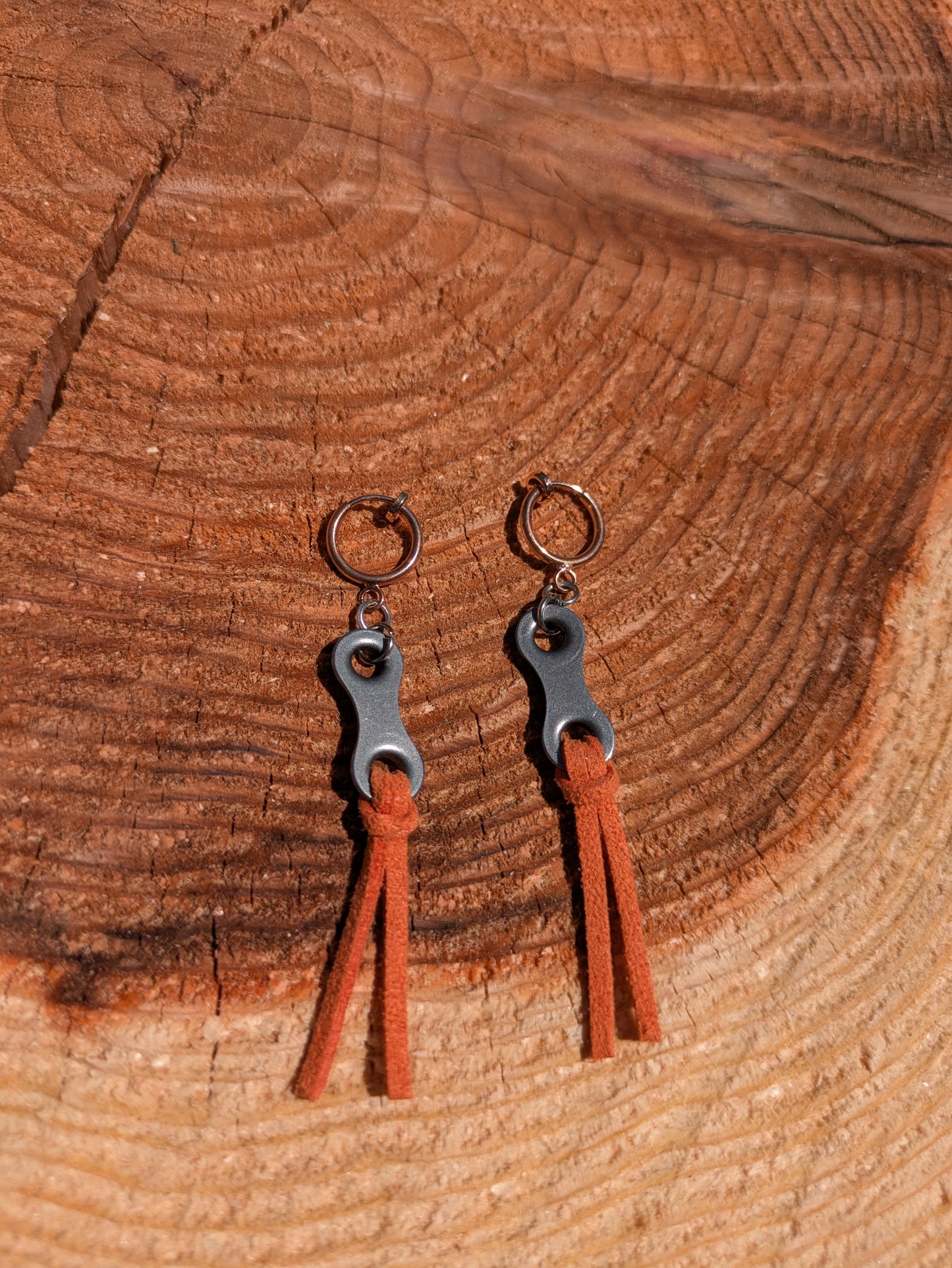 Clip-on earrings Leather orange