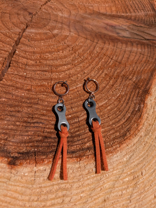 Clip-on earrings Leather orange