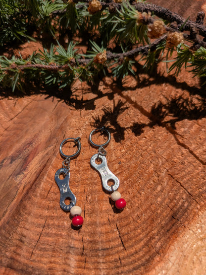 Clip-on earrings Wood/Red