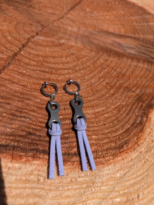 Clip-on earrings Leather Purple